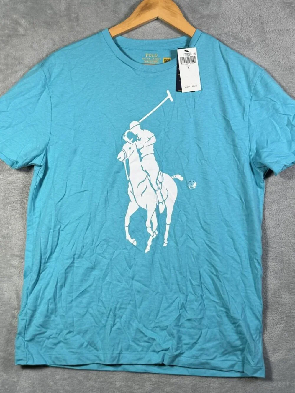 Polo Ralph Lauren T Shirt Mens S Blue Big Pony Classic Fit Short Sleeve *FLAW